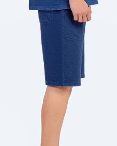 Pantalones cortos de poliéster/algodón para hombre, venta al por mayor de OEM, ropa cómoda, material transpirable respetuoso con el medio ambiente, estampado teñido de hilo - Product Image 3