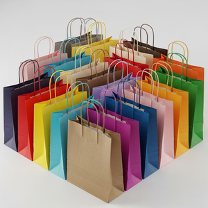Recyclable Eco-Friendly Coated Paper Bag with Lamination and Die Cut Handles for Retail Grocery Takeaway Use - Product Image 2