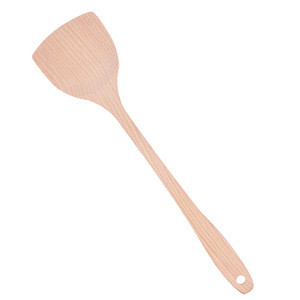 Spatule de cuisine en bois de hêtre de qualité supérieure - Spatule plate large en bois avec trou de suspension - Product Image 1