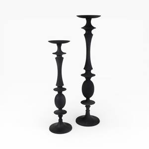 Juego de Portavelas Altos de Metal Negro con Base Texturizada para Interiores Rústicos Modernos, Únicos - Product Image 6