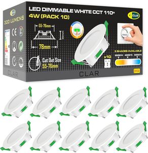 Spot LED encastrable CLAR dimmable 4W en aluminium ultra-plat pour plafond, découpe 5576 mm, finition blanche, garantie 3 ans - Product Image 1