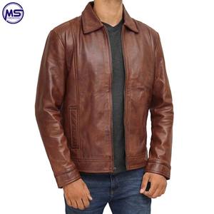Veste en cuir avec fermeture éclair sur le devant pour homme, vêtement décontracté en peau de mouton, bon marché, haute qualité - Product Image 2