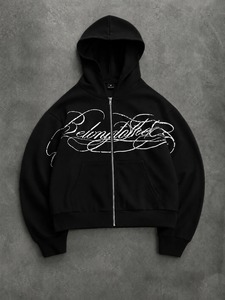Sudadera con capucha vintage negra para hombre, 100% algodón polar, 320g, antiarrugas, corte holgado, estampado personalizado frontal, sudadera de invierno Erni - Product Image 3
