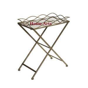 Plateau de service en métal et verre fait à la main avec support, ensemble de 3 tailles différentes, plateau de service en chocolat en Inde - Product Image 2