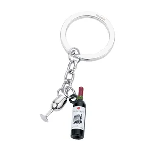 Portachiavi Personalizzato a Forma di Bottiglia di Vino Bordeaux, Gadget Promozionale con Moschettone - Product Image 1