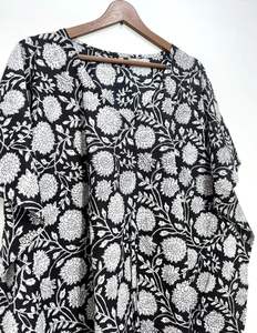 ชุด Maxi 100% ชุดเดรสยาวถึงพื้นทำจากผ้าฝ้ายลายดอกไม้สไตล์อินเดียสำหรับคุณแม่ชุดนอนชายหาดชุดบิกินี่เสริมธรรมชาติ - Product Image 3