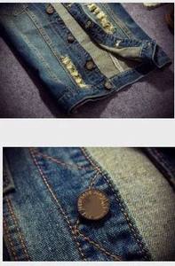 Chaleco vaquero rasgado de verano para hombre, chaleco vaquero lavado, chaqueta sin mangas Retro de vaquero Hip Hop, ropa de calle informal de moda OEM - Product Image 2