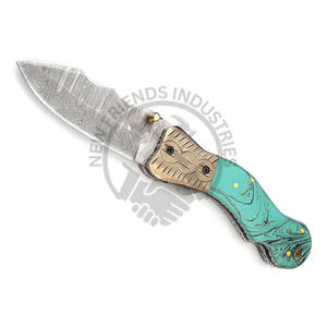 Couteau EDC en acier Damas fait main, édition neuve, couteau pliant de poche, couteau de chasse et de camping, ODM personnalisable, cadeau pour homme - Product Image 4