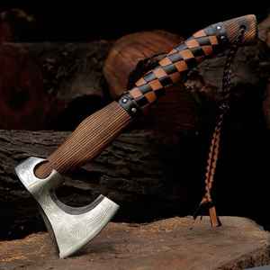 Hache en acier à haute teneur en carbone, vente en gros, qualité industrielle supérieure, haches vikings, carbone pour l'extérieur, avec étui en cuir fin - Product Image 1