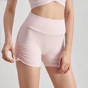 กางเกงกีฬาขาสั้นเอวสูงสำหรับผู้หญิงเลกกิ้งขาสั้นปรับได้สำหรับใส่ขี่จักรยานเล่นฟิตเนสเล่นกีฬาสีพื้นเซ็กซี่ - Product Image 4