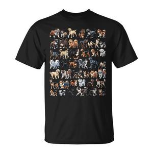 T-shirt educativa per appassionati di cani con grafico delle varie razze di cani e di diversi tipi di cani - Product Image 1