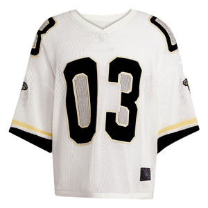Marque personnalisée de haute qualité T-shirt de football pour hommes Saison 3 Maillot en tricot à col en V Loose Retro Mesh Respirant Rugby Jersey Boxy Fit - Product Image 3