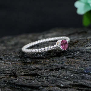 Anillo de plata esterlina 92,5 romántico al por mayor con turmalina Rosa Topacio granate rubí estilo Hip Hop joyería fina con incrustaciones de piedra Natural - Product Image 5