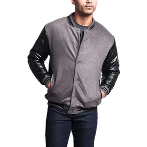 Nuevo diseño para hombre, chaqueta universitaria de manga de cuero para la calle, chaqueta universitaria con cuello levantado, nuevas chaquetas de béisbol al por mayor - Product Image 4