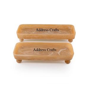 Plateau rectangulaire en résine sans plomb écologique 14x7 pouces Cadeau de Ramadan Eid Utilisation de la table Vaisselle Bonbons Collations Douceurs - Product Image 1