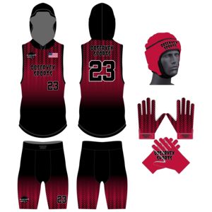 Tenue de football 7v7 de style drapeau américain à compression, personnalisée, sublimée, respirante, à séchage rapide, évacuant l'humidité, pour équipes adultes - Product Image 4