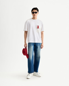 T-shirt à manches courtes pour hommes, poche avant, coupe régulière, tricoté en coton doux, confortable, design solide, anti-rides - Product Image 2