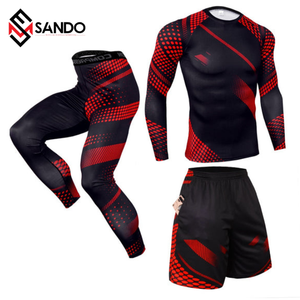 ชุดเสื้อกางเกงและกางเกงรัดรูปแขนยาวสำหรับผู้ชายชุดผ้าโพลีเอสเตอร์แบบเรียบพิมพ์ซับลิเมชันงานตามสั่ง - Product Image 4