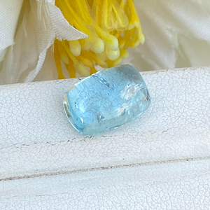 ลูกปัด7.00กะรัตสีธรรมชาติสีขาว/น้ำเงินรูปทรงเบาะยาวและความมันวาวที่ดีสำหรับการทำสร้อยคออัญมณีหลวม - Product Image 1