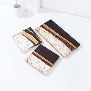 Hot Sales Marble and Resin Insulated Cup Tea Decoration Coffee Saucers Mat Pad Wood <b>Epoxy</b> Pallet Coasters Set - Product Image 1