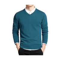 Maßgeschneiderter Herren-Winterpullover Warm Bequem 100% Baumwolle V-Ausschnitt Pullover mit Knopfverzierung Langer Lässiger Langlebiger Pullover aus BD