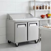 Table de préparation de salades commerciale avec bacs GN, table de préparation de sandwichs réfrigérée en acier inoxydable pour équipement de cuisine de restaurant