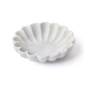 Bol à fruits de lotus en marbre blanc naturel écologique fait à la main de conception unique 12 "ustensiles de cuisine modernes Table à manger pièce maîtresse maison - Product Image 4