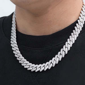 Premium Diamond Cuban <b>Chain</b> Full White Silver 10mm 16 Inch Luxury Iced Out Unisex Hip Hop 14K Gold Plated for Certified Jewelry - Product Image 2