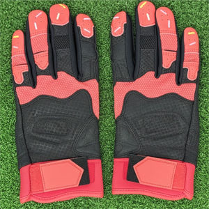 Custom Logo Professional Baseball Batting Gloves Leather Short Cuff Lightweight Flexible Breathable Durable <b>Hook</b> & Loop Closure - Product Image 4