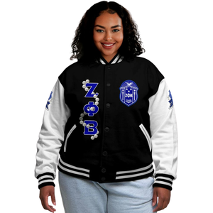 Zeta Phi Beta 1920 Bleu Blanc Sororité Letterman ZPB Varsity Jacket Greek Life Chenille Patch Fondateurs Style Gear - Product Image 1