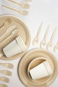 Assiettes jetables écologiques biodégradables en bagasse de canne à sucre, couleur naturelle, pour le camping, les fêtes, les buffets, les événements, le service à domicile - Product Image 4