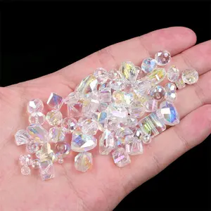 10pc/bag Multiple shapes Glass crystal pearl glossy flat beads for jewelry making beaded bracelets accessories Beads supplier