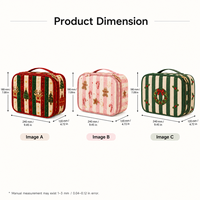 Trousse de maquillage de Noël, organiseur de cosmétiques de voyage avec porte-pinceaux, rangement pour bijoux, plusieurs compartiments, trousse de toilette pour femmes