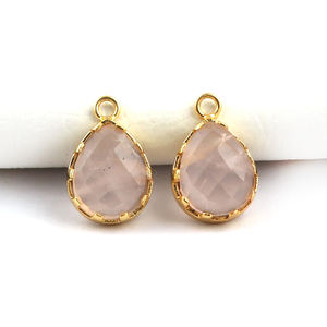 18k Plaqué Or/Argent Plaqué Poire Rose Quartz Pierres Précieuses Designer Prong Réglage À La Main Collier Bijoux Pendentif - Product Image 1