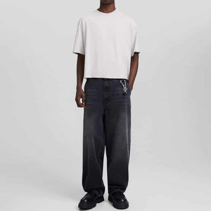 Streetwear Boxy fit Custom Logo 280GSM camiseta Heavyweight recortada camiseta gráfica 100% algodón Oversized Boxy Fit camiseta para hombres - Product Image 2