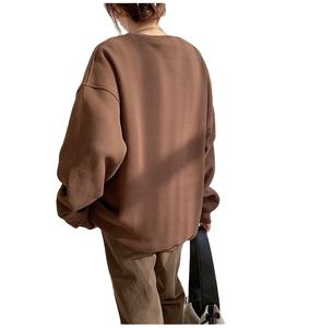 Custom logo Long Sleeve Oversized Crewneck <b>Sweatshirt</b> Women Wholesale Pullover Drop Shoulder <b>Sweatshirt</b> Women - Product Image 3