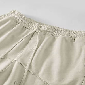 Pantalones cortos de chándal de algodón para hombre con logotipo personalizado desgastado 2024 pantalones cortos de secado rápido lavados con ácido con cordón personalizado para hombre - Product Image 6
