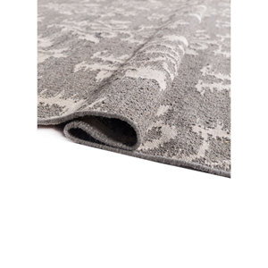 Indusbar Abstract Floral Wool <b>Rugs</b> Grey & <b>Black</b> Flat Weaves Rectangle Kilim Jute for Home Floor Model Dwrm-60 - Product Image 2