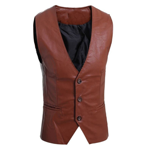 Top Quality Factory Made New Arrival Men's Leather <b>Vest</b> Fashionable Winter OEM Service Adult Size Professional Leather <b>Vest</b> - Product Image 1