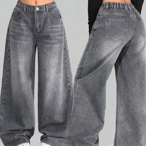 Pantalon en denim lavé en détresse de haute qualité 100% coton pantalon baggy personnalisé élégant pantalon respirant surdimensionné pour femmes - Product Image 1