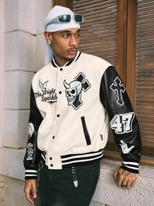 Chaqueta de béisbol Unisex Inspirada en la Universidad Chaqueta acolchada de lana con capucha de invierno Puños acanalados Streetwear Prendas de abrigo Premium personalizadas - Product Image 2