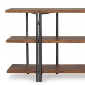 Table Console industrielle moderne et durable en bois de manguier et en fer Style ferme pliable pour chambre à coucher, salle à manger, salon et entrée - Product Image 3