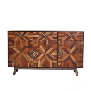 Buffet de cuisine ou de salle à manger en teck massif, style moderne du milieu du siècle, rustique, fait à la main, grand meuble de rangement avec 6 tiroirs - Product Image 3