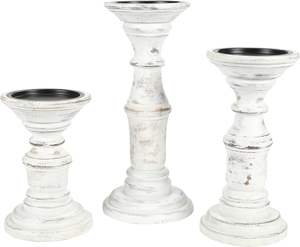 Portavelas de Madera Hechos a Mano |   Juego de Portavelas de Pilar Vintage |   Decoración Rústica para el Hogar - Product Image 2