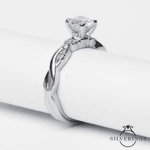 Anillo de Eternidad de Plata de Ley 925 Silverings, con Incrustaciones de Circonio Dorado Brillante, Bañado en Rodio, para Compromiso - Product Image 2