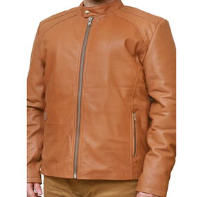 100% chaqueta de cuero de calle alta personalizable genuina Slim Fit forro de viscosa transpirable Sherpa cierre de cremallera piel al por mayor - Product Image 1