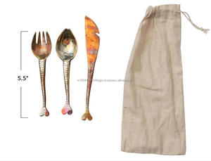 Best Selling Antique Hand Forged Rustic Fish Tail Handle <b>Set</b> of 3 Metal Appetizer Cutlery Server Vintage <b>Flatware</b> <b>Sets</b> Travel - Product Image 2