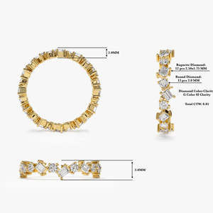 14K Baguette และรอบเพชรเต็มนิรันดร์แหวนทองคำในสีเหลืองสีขาวกุหลาบทองกับ ODM ธรรมชาติเพชรเครื่องประดับแหวน - Product Image 4