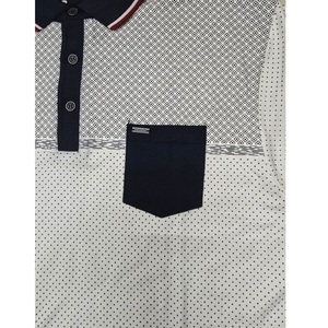 Chemise décontractée pour homme en coton tricoté 200g, unie, à manches courtes, imprimé géométrique, avec poche, respirante, coupe classique - Product Image 4