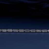 Bracelet tennis en diamants baguette cultivés en laboratoire, plaqué or blanc 14 carats, sertissage clos, diamants synthétiques